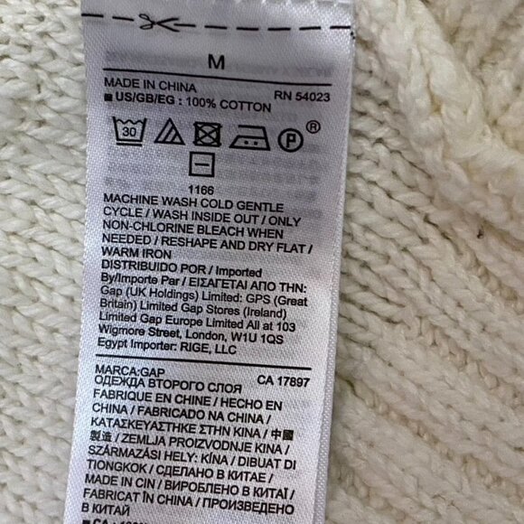 Gap Open Front Cardigan Off White Ribbed Front Sz Medium - Picture 6 of 8